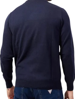 Maglione a girocollo con logo frontale blu