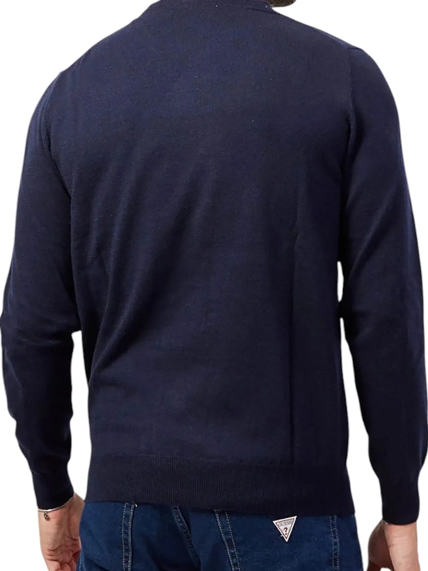 Maglione a girocollo con logo frontale blu
