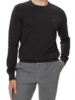 Maglione a girocollo in micro piquet nero
