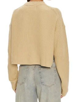 Maglione a girocollo in maglia a coste kaki