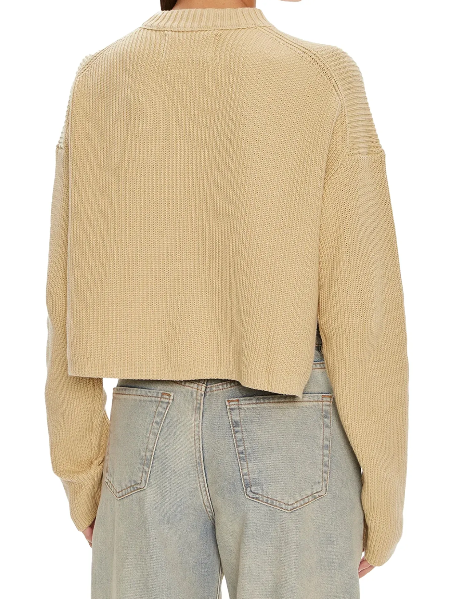 Maglione a girocollo in maglia a coste kaki