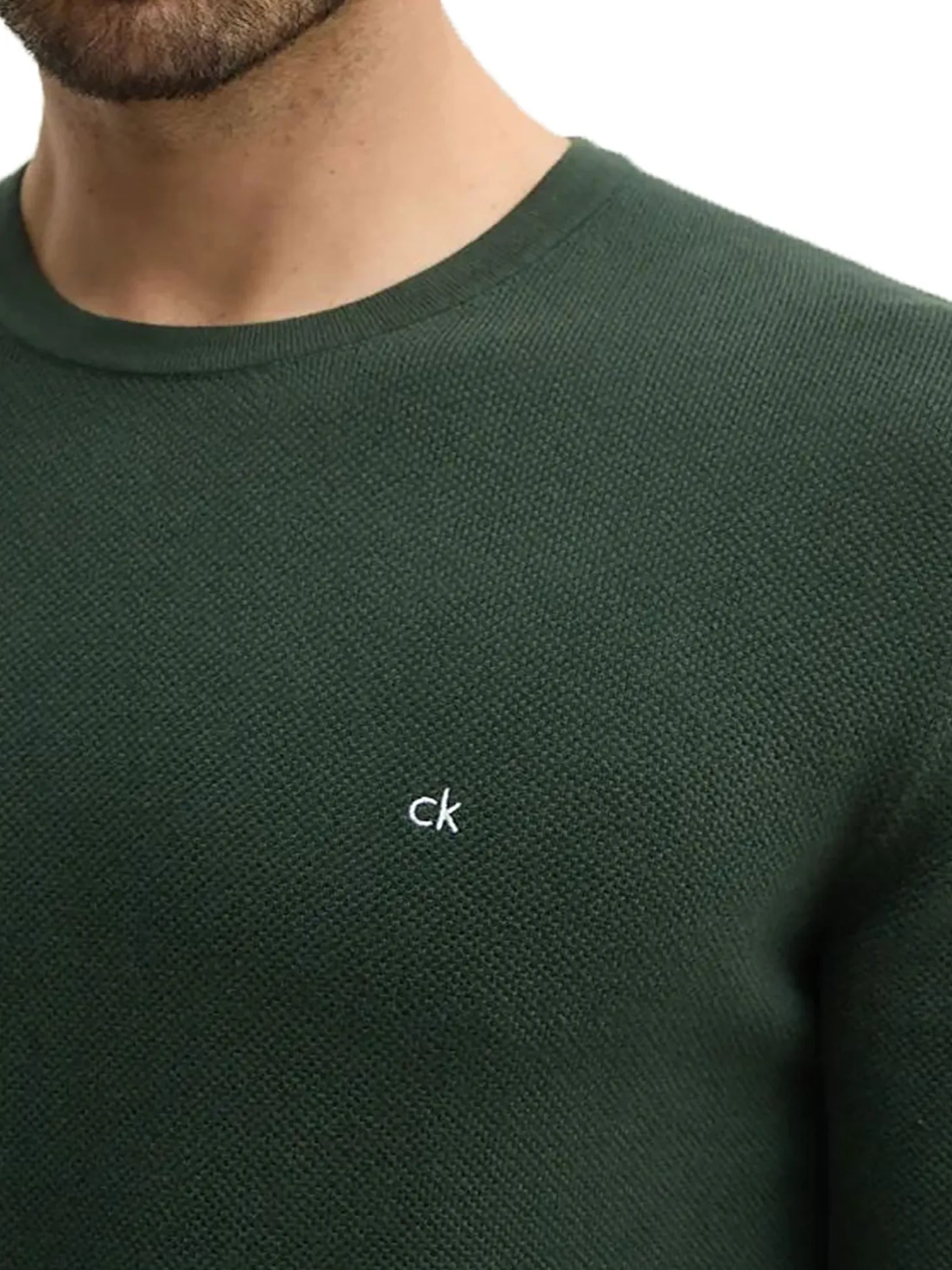 Maglione a girocollo in micro piquet verde