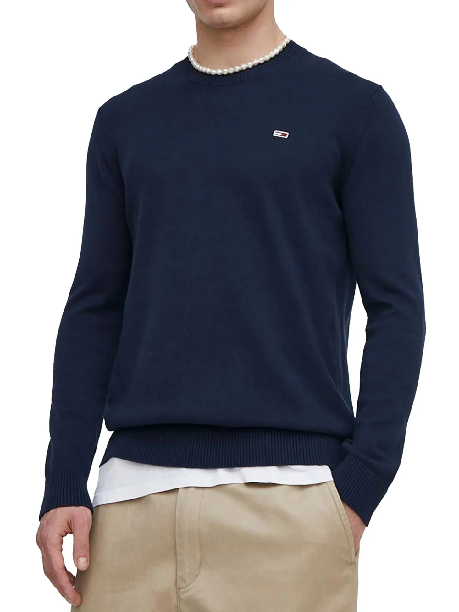 Maglione a girocollo slim essential blu