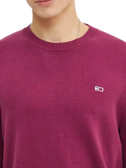 Maglione a girocollo slim essential bordeux