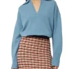 Maglione con colletto polo celeste