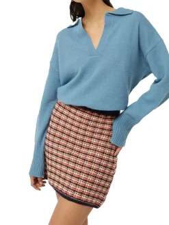 Maglione con colletto polo celeste