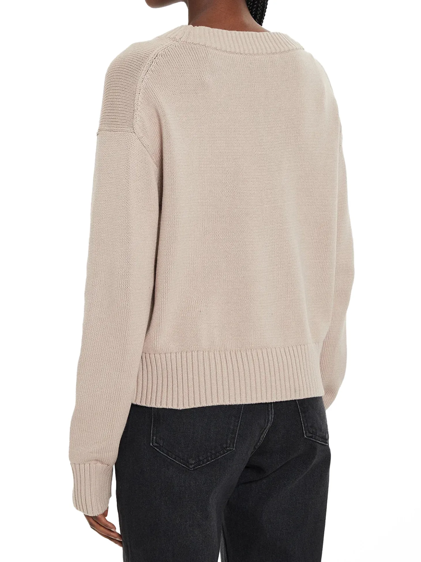 Maglione con scollo a v e logo sul petto goat