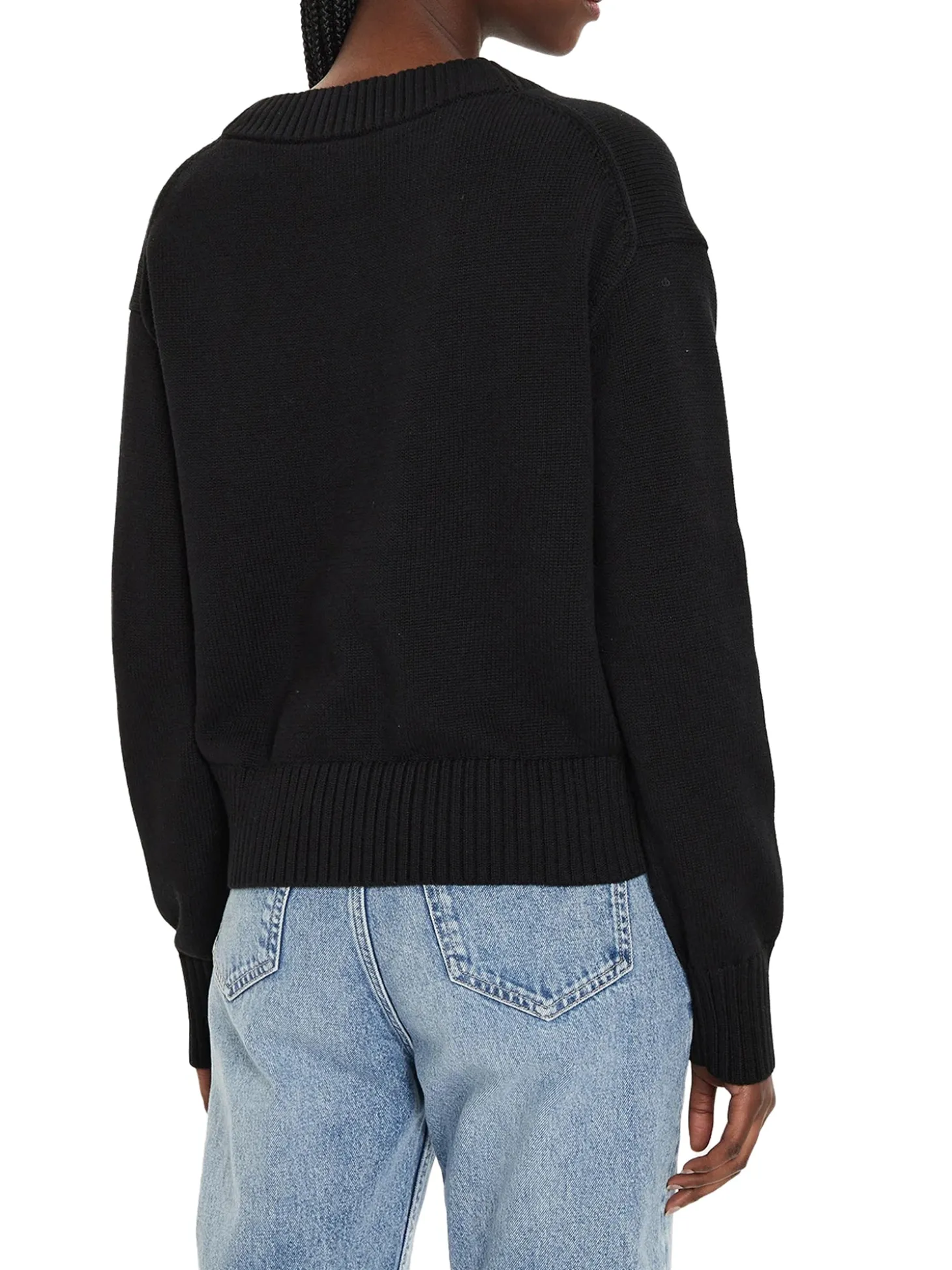 Maglione con scollo a v e logo sul petto nero