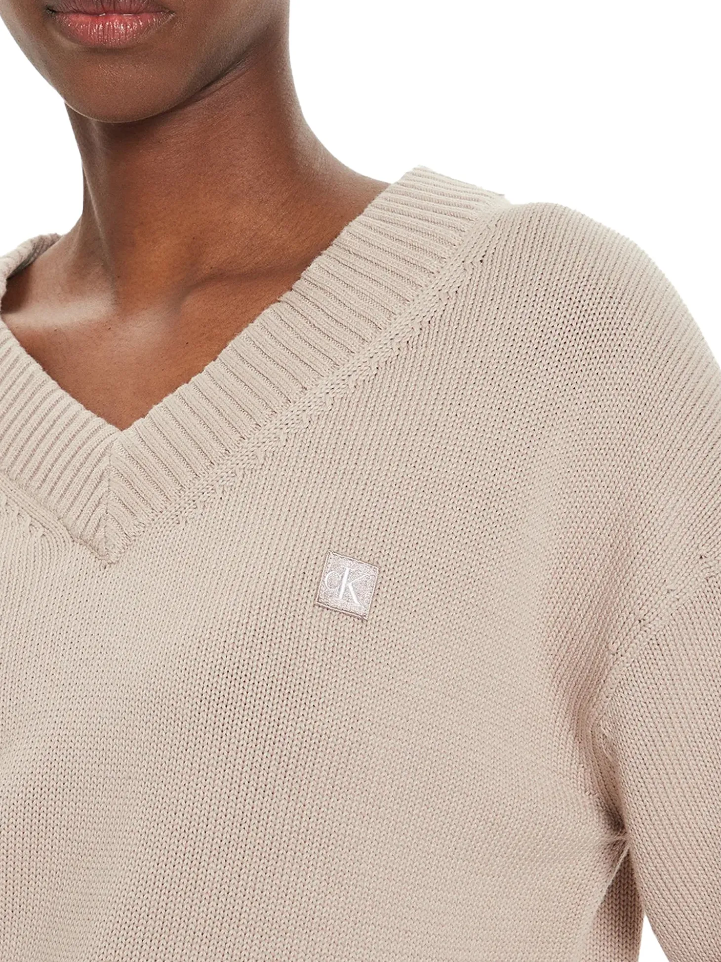 Maglione con scollo a v e logo sul petto goat
