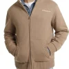 Maglione con zip e logo in misto lana beige