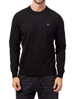 Maglione girocollo a coste nero