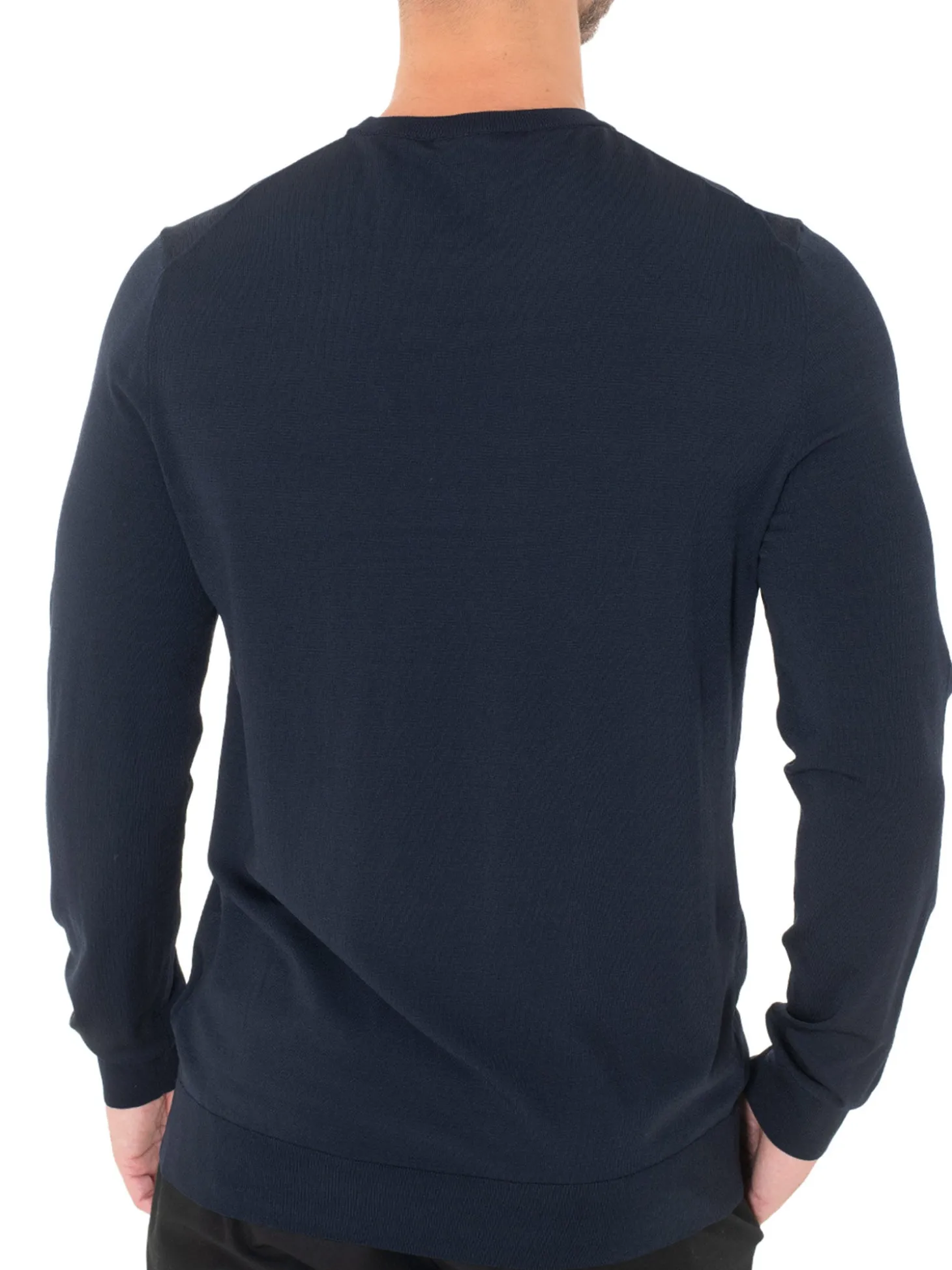 Maglione girocollo a coste blu