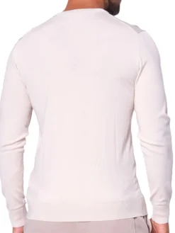 Maglione girocollo a coste beige