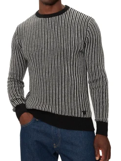 Maglione girocollo con motivo geometrico nero