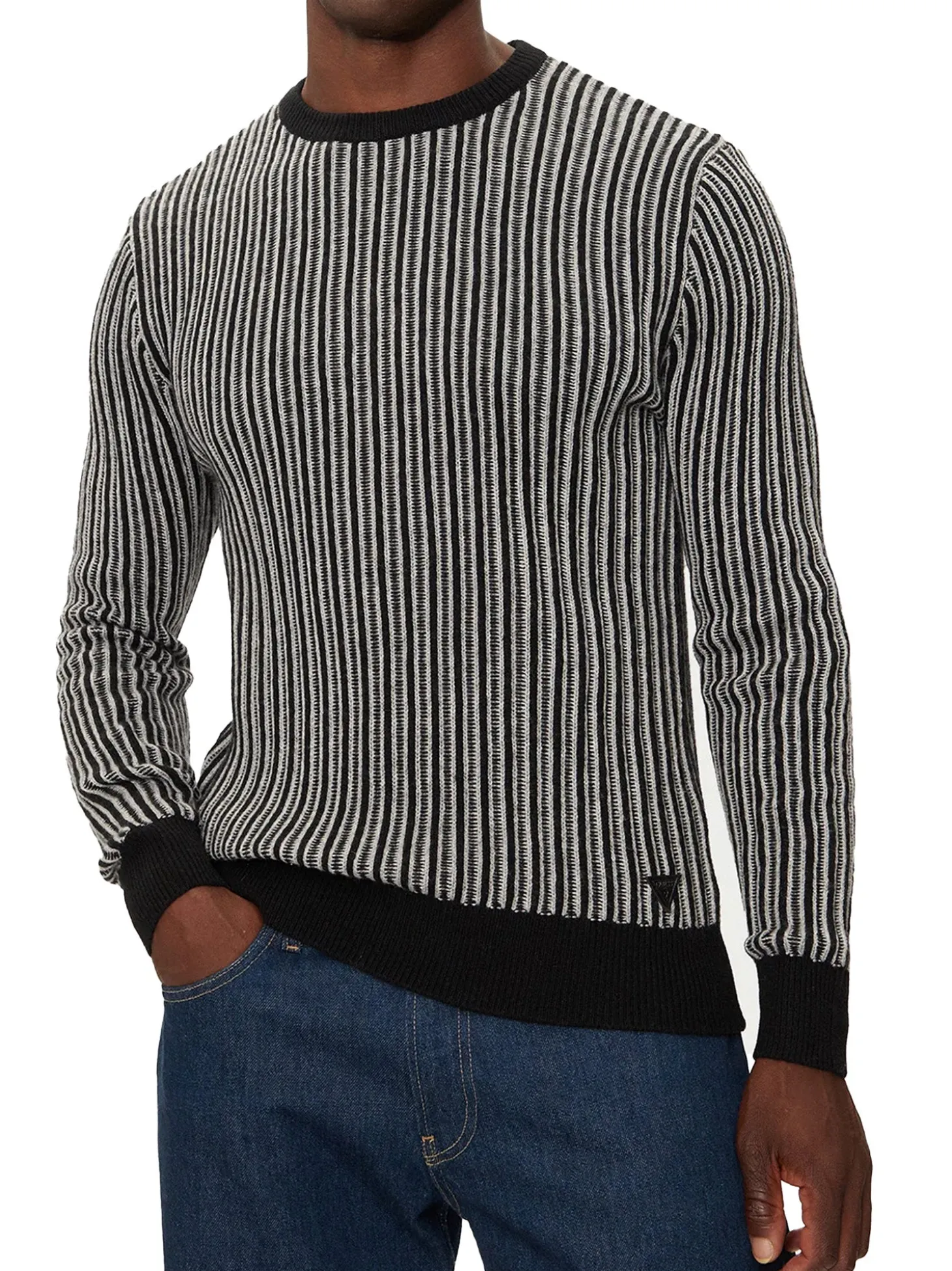 Maglione girocollo con motivo geometrico nero