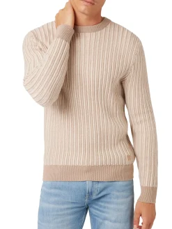 Maglione girocollo con motivo geometrico beige