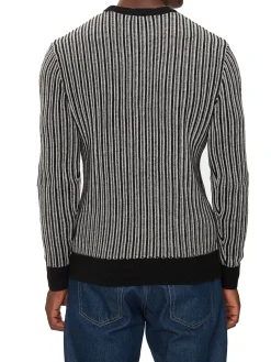 Maglione girocollo con motivo geometrico nero