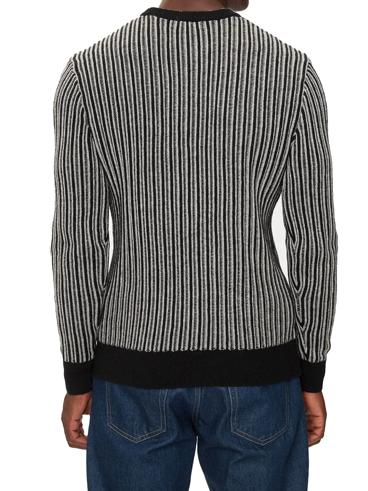 Maglione girocollo con motivo geometrico nero