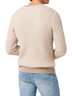 Maglione girocollo con motivo geometrico beige