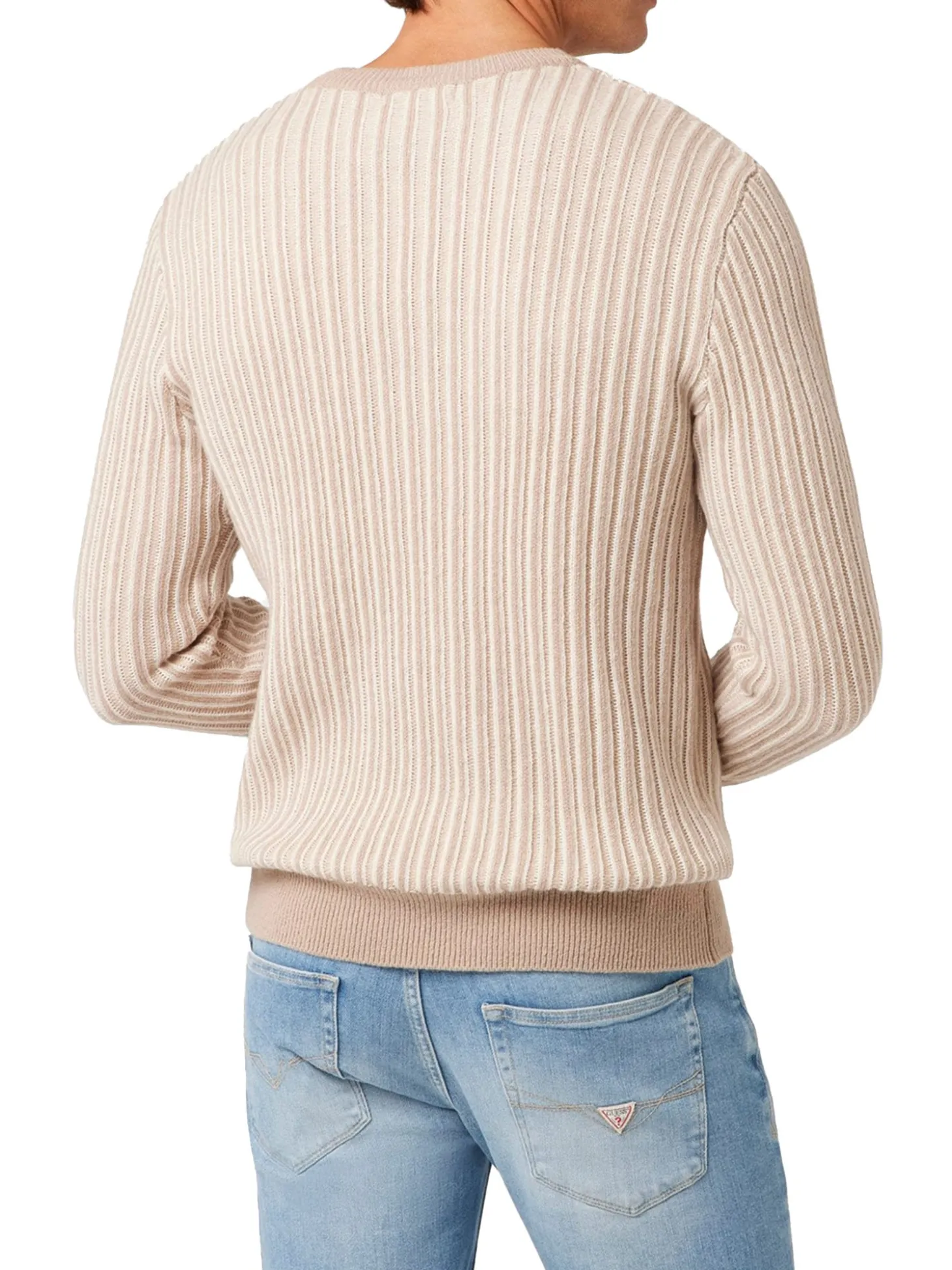 Maglione girocollo con motivo geometrico beige
