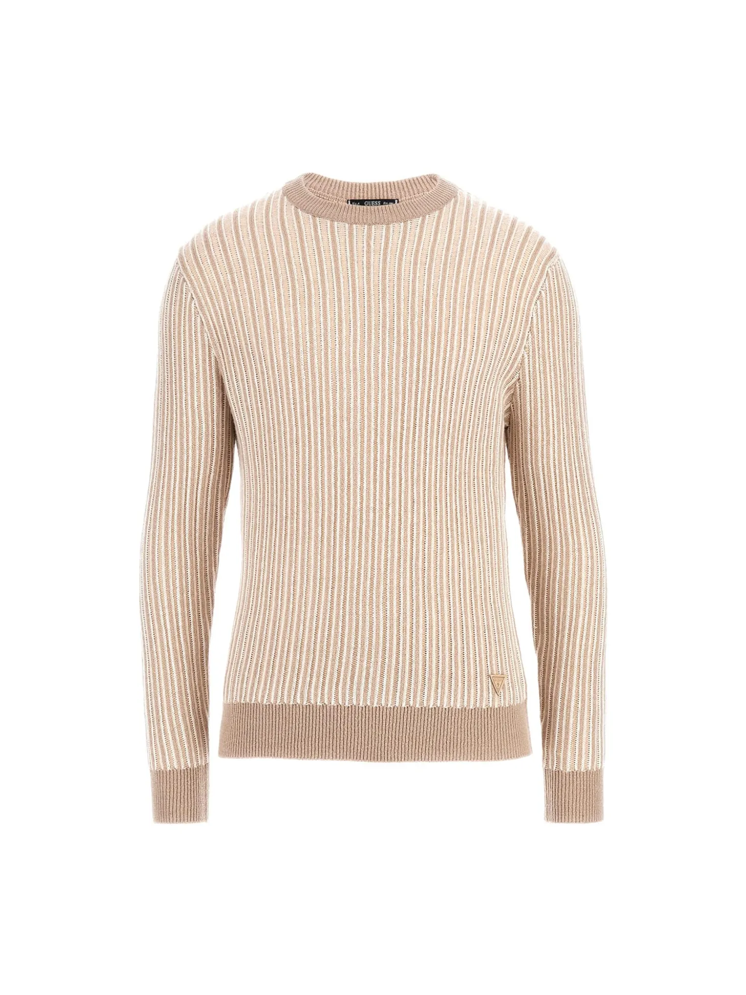 Maglione girocollo con motivo geometrico beige