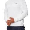 Maglione girocollo doppia texture e logo aquila turrita bianco