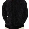 Maglione girocollo in ciniglia nero