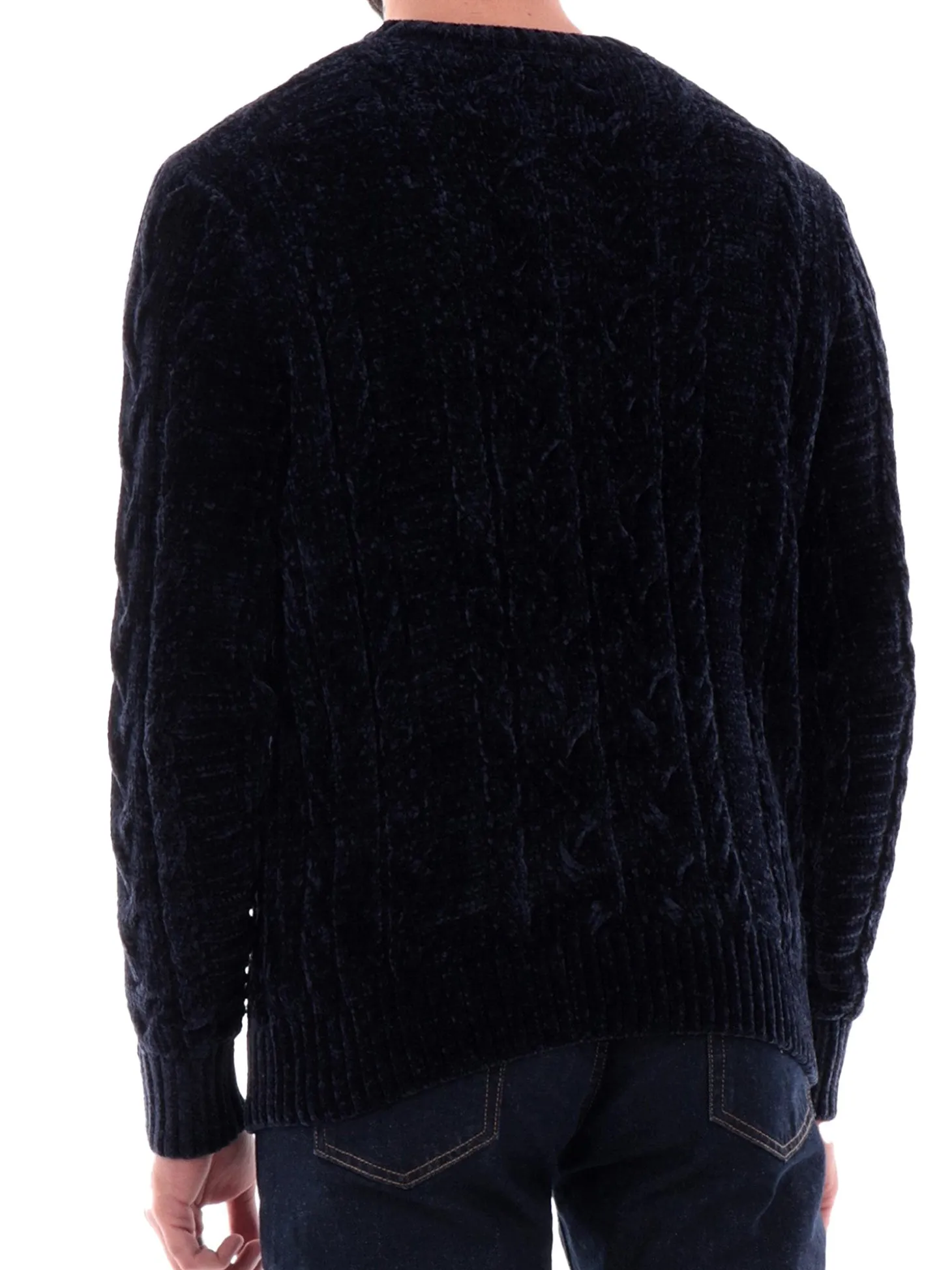 Maglione girocollo in ciniglia blu
