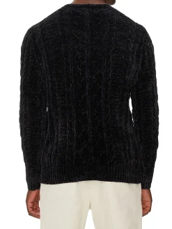 Maglione girocollo in ciniglia nero