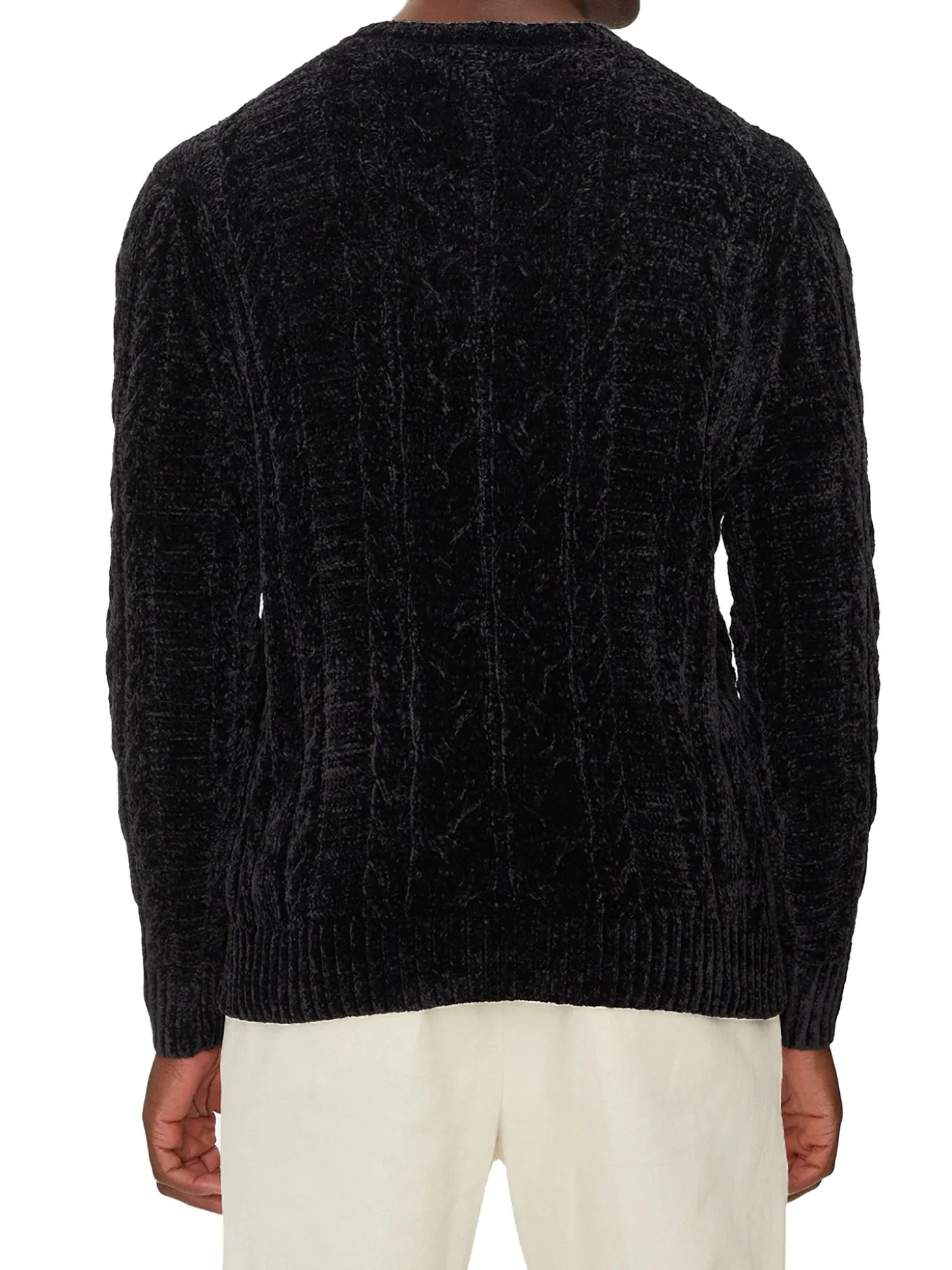 Maglione girocollo in ciniglia nero