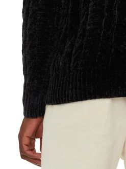 Maglione girocollo in ciniglia nero