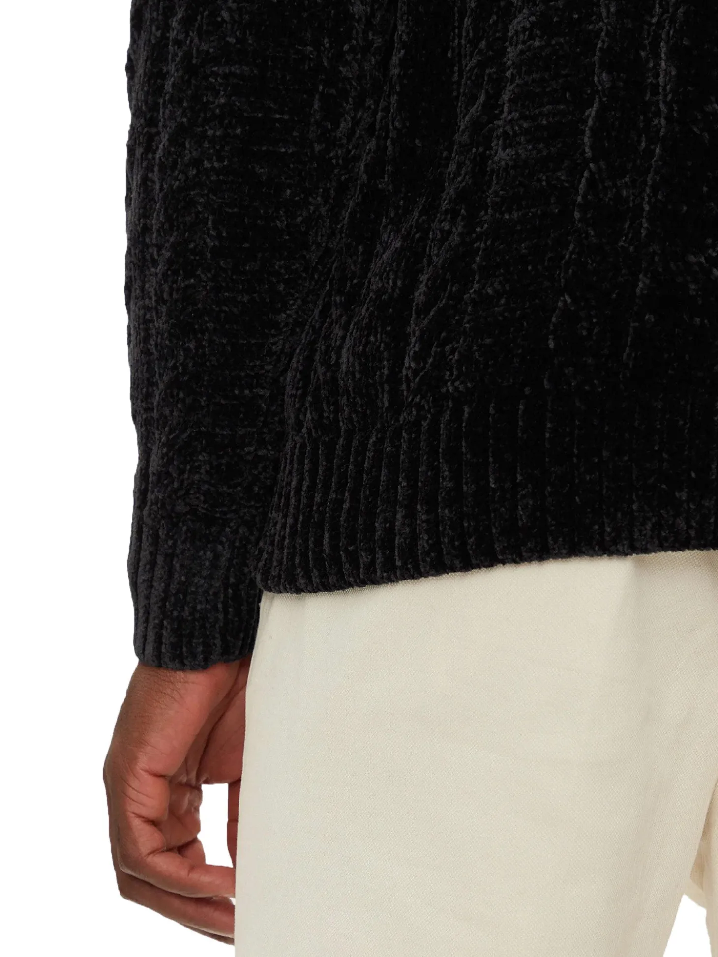 Maglione girocollo in ciniglia nero