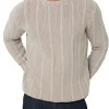 Maglione girocollo in misto cotone sabbia