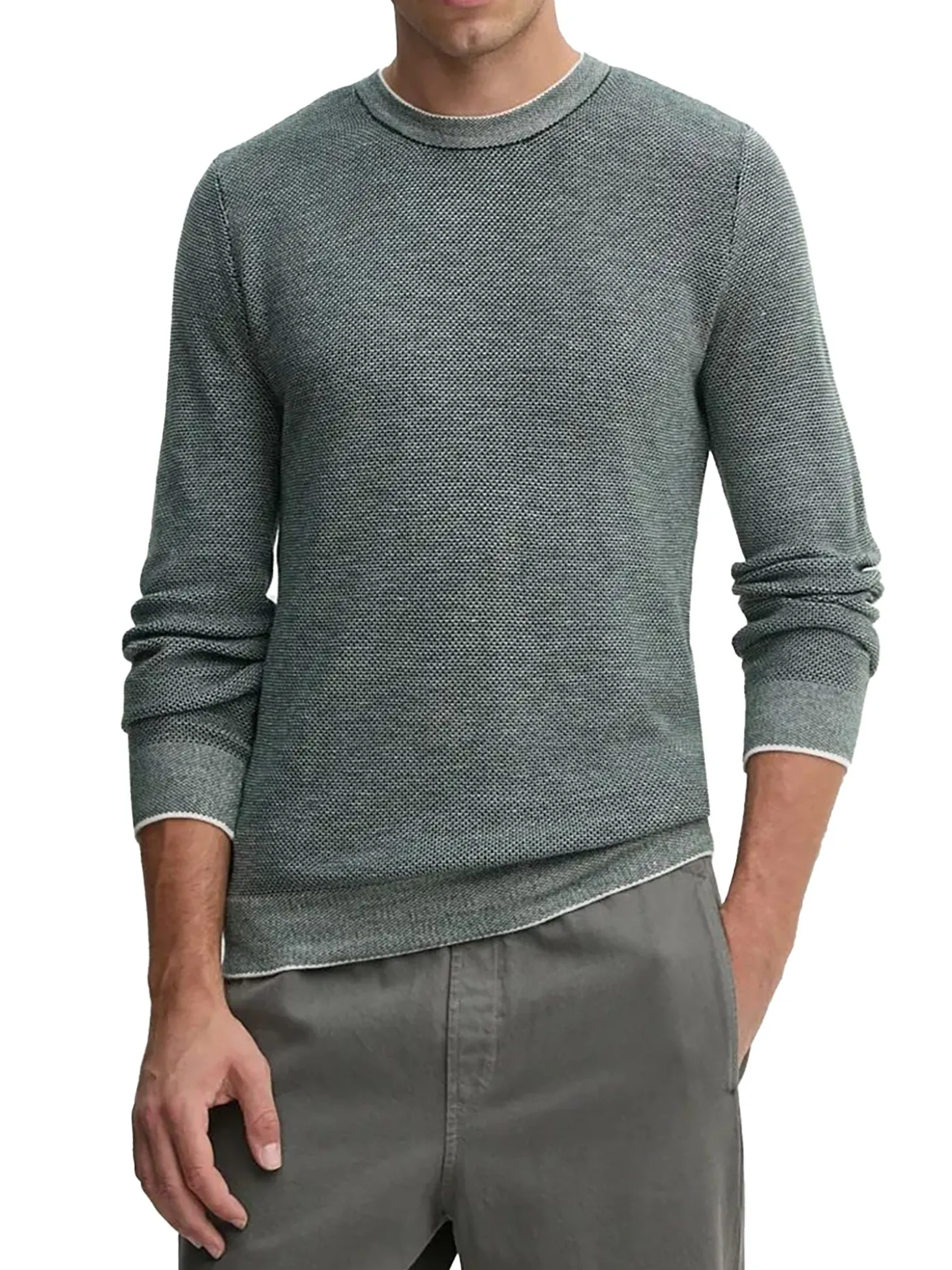 Maglione girocollo in misto lana verde