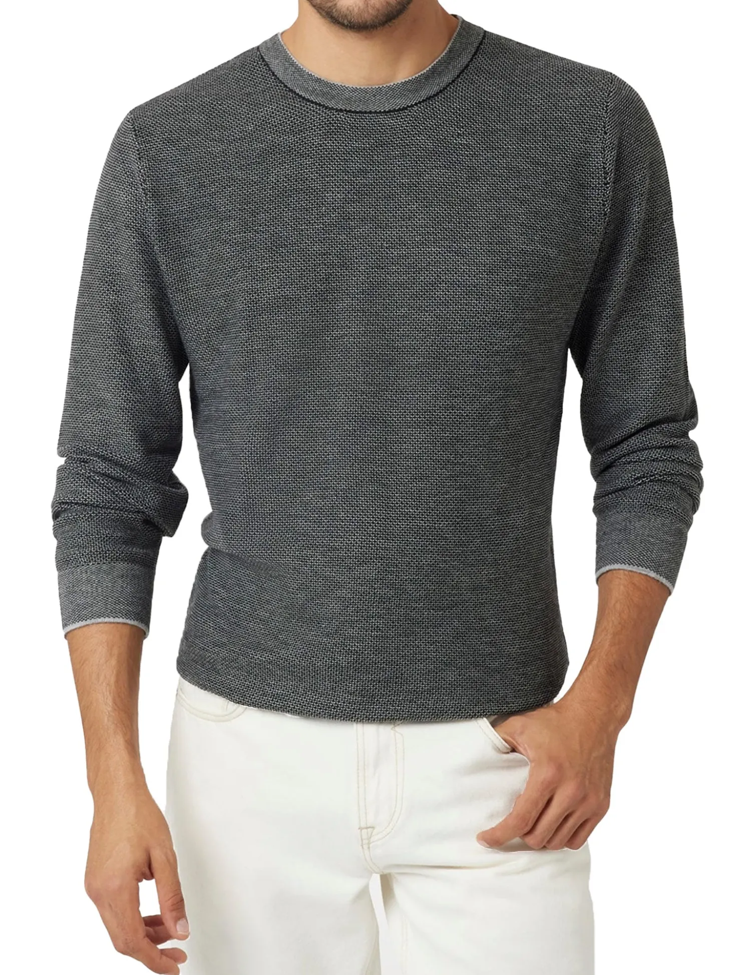 Maglione girocollo in misto lana grigio scuro