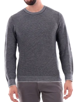 Maglione girocollo in misto lana blu