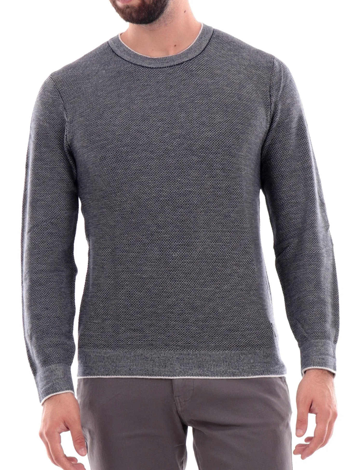 Maglione girocollo in misto lana blu