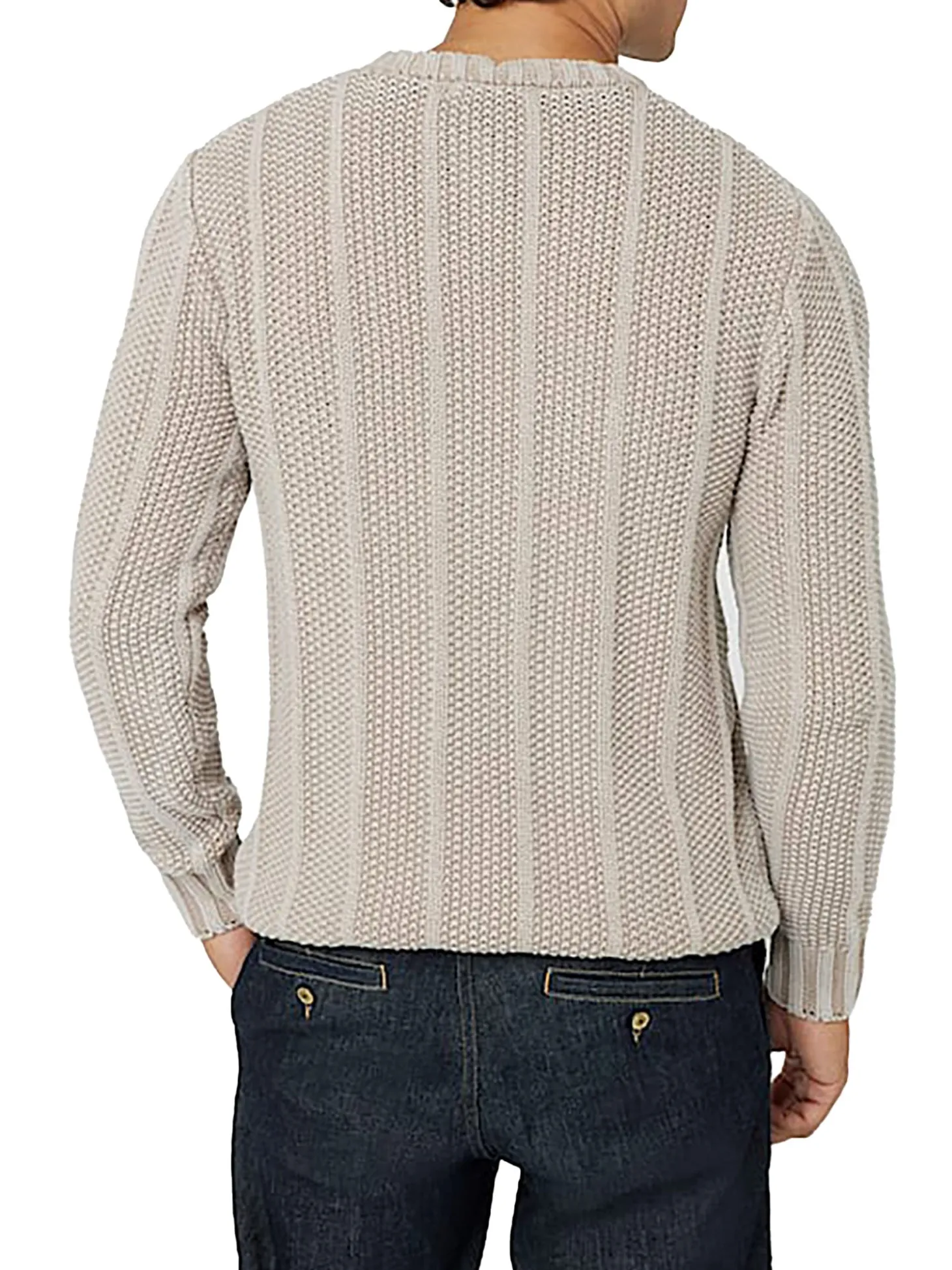 Maglione girocollo in misto cotone sabbia
