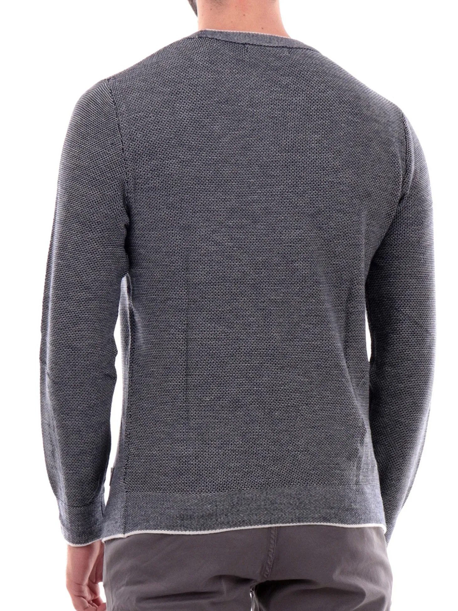 Maglione girocollo in misto lana blu