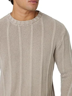 Maglione girocollo in misto cotone sabbia