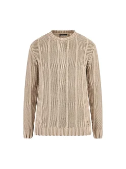 Maglione girocollo in misto cotone sabbia