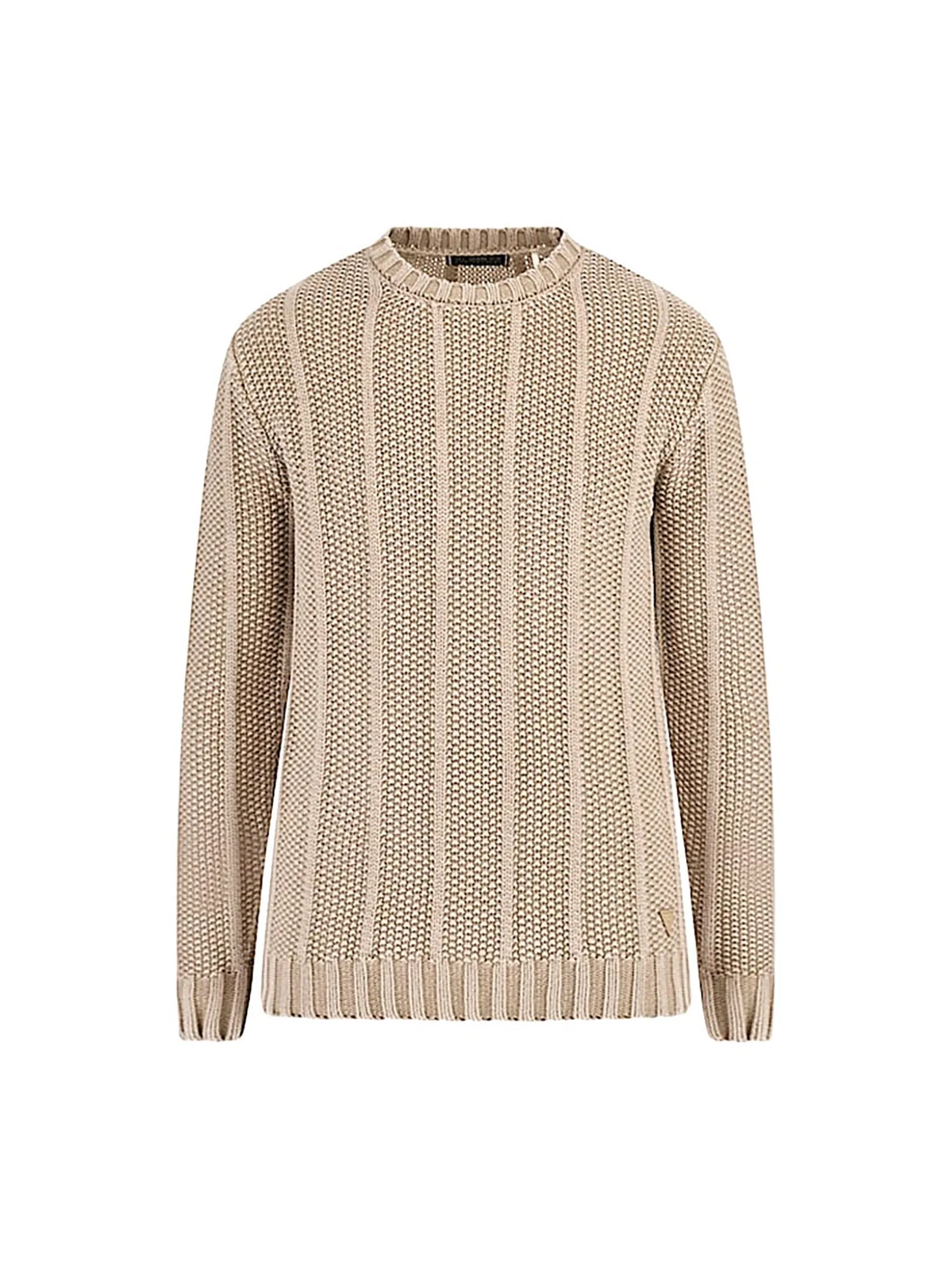 Maglione girocollo in misto cotone sabbia