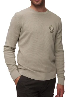 Maglione girocollo punto riso con logo ricamato Frecce Tricolori verde