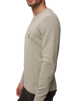 Maglione girocollo punto riso con logo ricamato Frecce Tricolori verde