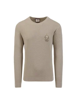Maglione girocollo punto riso con logo ricamato Frecce Tricolori verde