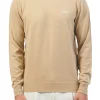 Maglione in misto lana con logo sul petto beige