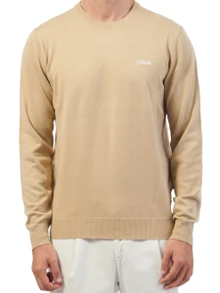 Maglione in misto lana con logo sul petto beige