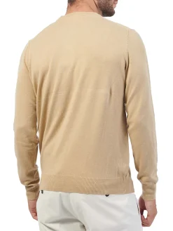 Maglione in misto lana con logo sul petto beige