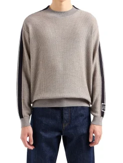 Maglione in tessuto a nido d'ape tortora