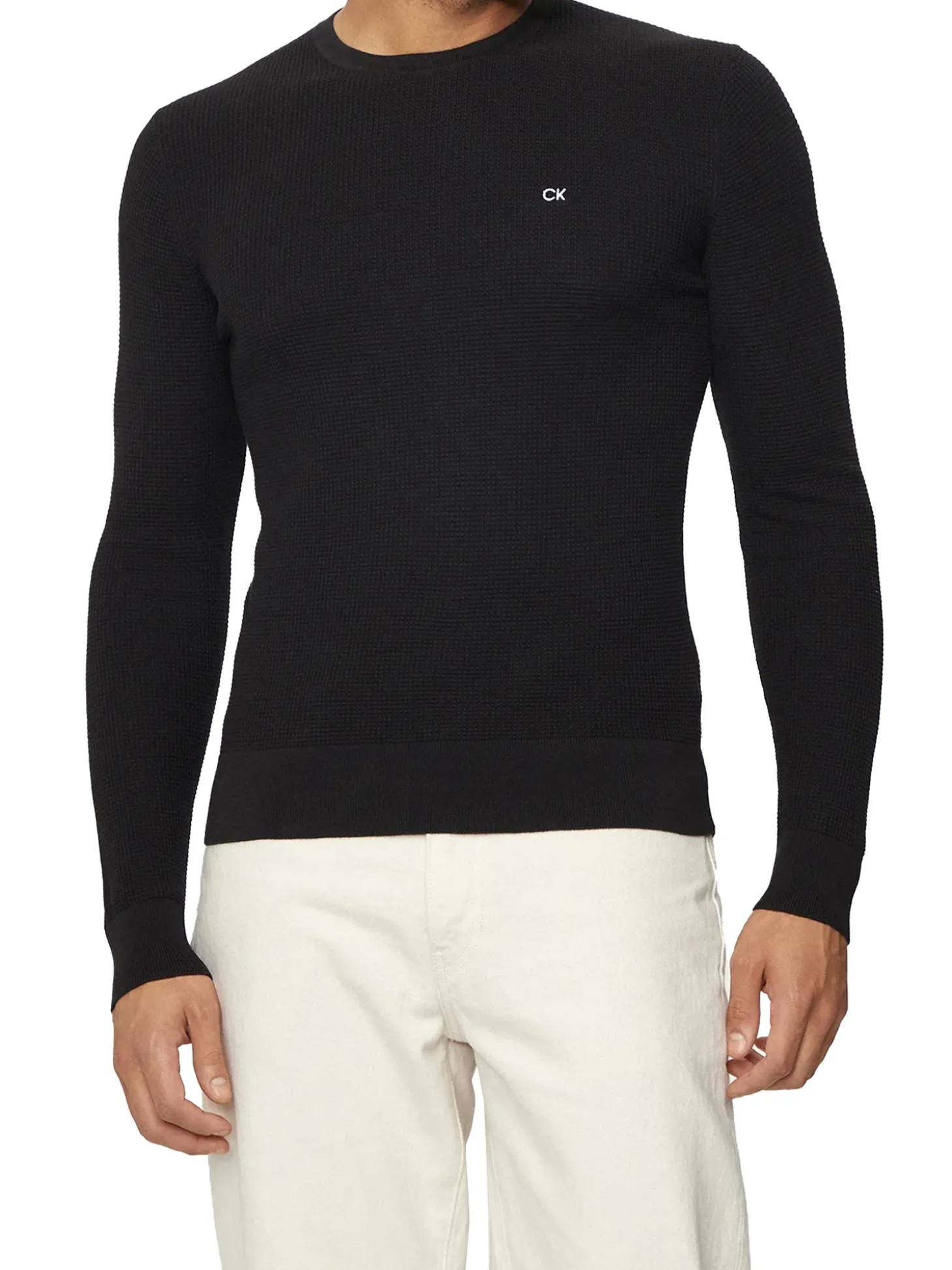 Maglione in texture con logo nero